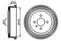 BOSCH 0986477100 - Llanta, nº de taladros: 4<br>Cantidad de agujeros de fijación: 1<br>Ancho [mm]: 50<br>Espesor [mm]: 69<br>Diámetro interior [mm]: 230<br>Diámetro exterior [mm]: 265<br>corona de agujeros - Ø [mm]: 100<br>Rebajado máx. tambor de freno [mm]: 231<br>Lado de montaje: Eje trasero<br>Diámetro de centrado [mm]: 57<br>Peso [kg]: 4,2<br>