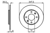 BOSCH 0986478371 - Lado de montaje: Eje delantero<br>Diámetro exterior [mm]: 247,4<br>Espesor de disco de frenos [mm]: 20,4<br>Espesor mínimo [mm]: 18,5<br>Altura [mm]: 34,3<br>corona de agujeros - Ø [mm]: 108<br>Tipo de disco de frenos: ventilado<br>Diámetro de centrado [mm]: 66<br>Número de orificios: 4<br>Superficie: aceitado<br>Artículo complementario / información complementaria 2: con tornillos<br>Diámetro de taladro hasta [mm]: 13<br>