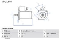 BOSCH 0986016190 - Motor de arranque