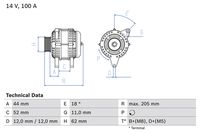 BOSCH 0986049231 - Tensión [V]: 12<br>Corriente de carga alternador [A]: 100<br>Restricción de fabricante: DENSO<br>