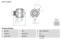 BOSCH 0986049500 - Alternador