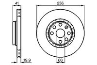 BOSCH 0986478535 - Espesor de disco de frenos [mm]: 20<br>Llanta, nº de taladros: 4<br>Cantidad de agujeros de fijación: 1<br>Espesor [mm]: 41<br>Diámetro exterior [mm]: 256<br>corona de agujeros - Ø [mm]: 100<br>Superficie: revestido<br>Tipo de disco de frenos: ventilación interna<br>Lado de montaje: Eje delantero<br>Espesor mínimo [mm]: 17<br>Diámetro de centrado [mm]: 60<br>Peso [kg]: 4,81<br>