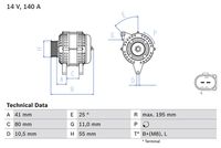 BOSCH 0986046210 - Alternador