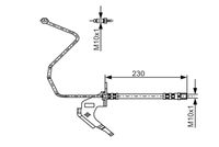 BOSCH 1987481162 - año construcción hasta: 03/2010<br>Lado de montaje: Eje trasero izquierda<br>Frenos: para vehículos con freno de tambor en eje trasero<br>Frenos: para vehículos con disco de frenos en eje delantero<br>Longitud [mm]: 225<br>Rosca exterior 2 [mm]: M10x1<br>Rosca interior 1 [mm]: M10x1<br>