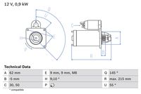 BOSCH 0986013850 - Motor de arranque