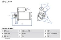 BOSCH 0986022730 - Motor de arranque