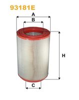 WIX FILTERS 93181E - año construcción hasta: 12/2008<br>Código de motor: DC13 10-440 E5, DC13<br>para OE N°: 1421022<br>Restricción de fabricante: Donaldson<br>Tipo de filtro: Cartucho filtrante<br>Altura [mm]: 445<br>Diámetro exterior [mm]: 303<br>Diám. int. 1 [mm]: 169<br>Diám. int. 2[mm]: 169<br>SVHC: No existen sustancias SVHC<br>