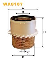 WIX FILTERS WA6107 - Ancho int. [mm]: 196<br>Altura [mm]: 206<br>Tipo de filtro: Cartucho filtrante<br>Diámetro exterior [mm]: 155<br>Diám. int. 1 [mm]: 88<br>Diám. int. 2[mm]: 13<br>