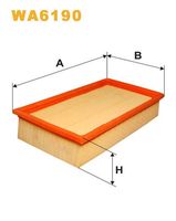 WIX FILTERS WA6190 - año construcción desde: 10/1993<br>Zonas climáticas: para zonas de clima cálido<br>Tipo de filtro: Cartucho filtrante<br>Longitud [mm]: 260<br>Ancho [mm]: 150<br>Altura [mm]: 58<br>