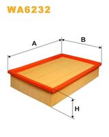 WIX FILTERS WA6232 - año construcción hasta: 08/1995<br>Tipo de filtro: Cartucho filtrante<br>Longitud [mm]: 258<br>Ancho [mm]: 184<br>Altura [mm]: 57<br>