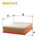 WIX FILTERS WA6343 - Tipo de filtro: Cartucho filtrante<br>Longitud [mm]: 315<br>Ancho [mm]: 277<br>Altura [mm]: 70<br>SVHC: No existen sustancias SVHC<br>