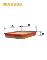 WIX FILTERS WA6688 - Tipo de filtro: Cartucho filtrante<br>Longitud [mm]: 288<br>Ancho [mm]: 188<br>Altura [mm]: 41<br>