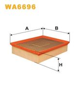 WIX FILTERS WA6696 - Tipo de filtro: Cartucho filtrante<br>Longitud [mm]: 242<br>Ancho [mm]: 188<br>Altura [mm]: 58<br>Peso [kg]: 0,3<br>