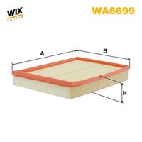 WIX FILTERS WA6699 - año construcción hasta: 10/2011<br>Tipo de filtro: Cartucho filtrante<br>Longitud [mm]: 290<br>Ancho [mm]: 207<br>Altura [mm]: 51<br>Artículo complementario / información complementaria 2: con filtro previo<br>