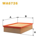 WIX FILTERS WA6726 - Tipo de filtro: Cartucho filtrante<br>Longitud [mm]: 266<br>Ancho [mm]: 212<br>Altura [mm]: 70<br>