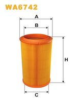 WIX FILTERS WA6742 - Tipo de filtro: Cartucho filtrante<br>Altura [mm]: 257<br>Diámetro exterior [mm]: 150<br>Diámetro interior [mm]: 105<br>Diám. int. 1 [mm]: 105<br>Diám. int. 2[mm]: 105<br>Peso [kg]: 0,382<br>