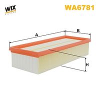 WIX FILTERS WA6781 - año construcción hasta: 09/2020<br>Código de motor: CUUF,DFSF<br>Zonas climáticas: para zonas con clima frío<br>Tipo de filtro: Cartucho filtrante<br>Longitud [mm]: 345<br>Ancho [mm]: 136<br>Altura [mm]: 80<br>Artículo complementario / información complementaria 2: con filtro previo<br>