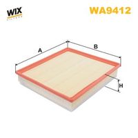 WIX FILTERS WA9412 - Tipo de filtro: Cartucho filtrante<br>Longitud [mm]: 296<br>Ancho [mm]: 282<br>Altura [mm]: 63<br>Artículo complementario / información complementaria 2: con filtro previo<br>Peso [kg]: 0,402<br>