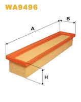 WIX FILTERS WA9496 - Tipo de filtro: Cartucho filtrante<br>Longitud [mm]: 356<br>Ancho [mm]: 82<br>Altura [mm]: 58<br>