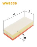 WIX FILTERS WA9559 - Tipo de filtro: Cartucho filtrante<br>Longitud [mm]: 345<br>Ancho [mm]: 147<br>Altura [mm]: 84<br>Artículo complementario / información complementaria 2: con filtro previo<br>