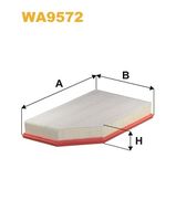 WIX FILTERS WA9572 - Tipo de filtro: Cartucho filtrante<br>Longitud [mm]: 350<br>Ancho [mm]: 223<br>Altura [mm]: 58<br>