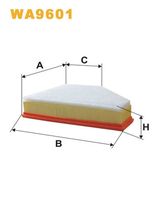 WIX FILTERS WA9601 - Tipo de filtro: Cartucho filtrante<br>Longitud [mm]: 302<br>Ancho [mm]: 234<br>Ancho 1 [mm]: 234<br>Ancho 2 [mm]: 82<br>Altura [mm]: 70<br>Artículo complementario / información complementaria 2: con filtro previo<br>