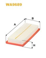 WIX FILTERS WA9689 - Tipo de filtro: Cartucho filtrante<br>Longitud [mm]: 360<br>Ancho [mm]: 146<br>Altura [mm]: 44<br>