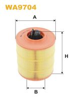 WIX FILTERS WA9704 - Tipo de filtro: Cartucho filtrante<br>Altura [mm]: 219<br>Diámetro exterior [mm]: 157<br>Diámetro interior [mm]: 75<br>