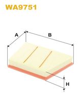 WIX FILTERS WA9751 - Tipo de filtro: Cartucho filtrante<br>Longitud [mm]: 178<br>Ancho [mm]: 289<br>Ancho 1 [mm]: 289<br>Ancho 2 [mm]: 217<br>Altura [mm]: 58<br>