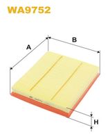 WIX FILTERS WA9752 - Tipo de filtro: Cartucho filtrante<br>Longitud [mm]: 230<br>Ancho [mm]: 205<br>Altura [mm]: 42<br>