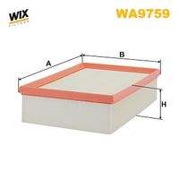 WIX FILTERS WA9759 - Tipo de filtro: Cartucho filtrante<br>Longitud [mm]: 292<br>Ancho [mm]: 177<br>Altura [mm]: 76<br>Artículo complementario / información complementaria 2: con filtro previo<br>