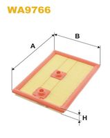 WIX FILTERS WA9766 - Tipo de filtro: Cartucho filtrante<br>Longitud [mm]: 269<br>Ancho [mm]: 191<br>Altura [mm]: 31<br>