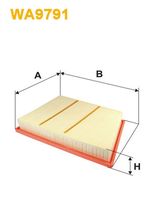 WIX FILTERS WA9791 - Longitud [mm]: 211<br>Ancho [mm]: 292,0<br>Altura [mm]: 54<br>Peso [kg]: 0,33<br>Tipo de filtro: Cartucho filtrante<br>