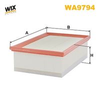 WIX FILTERS WA9794 - Tipo de filtro: Cartucho filtrante<br>Longitud [mm]: 291<br>Ancho [mm]: 161<br>Altura [mm]: 70<br>