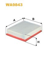 WIX FILTERS WA9843 - peso [g]: 0,47<br>Longitud 1 [mm]: 292<br>Ancho 1 [mm]: 246<br>Altura [mm]: 67<br>Tipo de filtro: Cartucho filtrante<br>