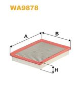 WIX FILTERS WA9878 - Longitud [mm]: 270<br>Ancho [mm]: 207<br>Altura [mm]: 43<br>Tipo de filtro: Cartucho filtrante<br>