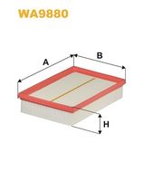 WIX FILTERS WA9880 - Tipo de filtro: Cartucho filtrante<br>Longitud [mm]: 240<br>Ancho [mm]: 161,0<br>Altura [mm]: 50<br>