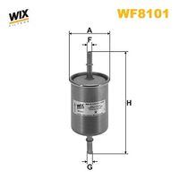 WIX FILTERS WF8101 - Tipo de filtro: Filtro de tubería<br>Altura [mm]: 162<br>Diámetro exterior [mm]: 61<br>Diámetro exterior 1 [mm]: 56<br>Ø entrada [mm]: 8<br>Ø salida [mm]: 8<br>