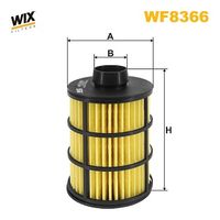 WIX FILTERS WF8366 - año construcción hasta: 10/2011<br>Tipo de filtro: Cartucho filtrante<br>Altura [mm]: 101<br>Diámetro exterior 1 [mm]: 68<br>Diámetro exterior 2 [mm]: 68<br>Diám. int. 1 [mm]: 25<br>