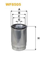 WIX FILTERS WF8505 - Norma de emisiones: Euro 5<br>Norma de emisiones: Euro 4<br>Tipo de filtro: Filtro enroscable<br>Altura [mm]: 155<br>Medida de rosca: M16x1.5<br>Diámetro exterior 1 [mm]: 84,5<br>Diám. int. 1 [mm]: 70<br>Diám. int. 2[mm]: 62<br>SVHC: No existen sustancias SVHC<br>