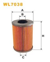 WIX FILTERS WL7038 - año construcción desde: 08/1976<br>año construcción hasta: 04/1977<br>Código de motor: E3<br>Tipo de filtro: Cartucho filtrante<br>Altura [mm]: 116<br>Diámetro exterior [mm]: 97<br>Diámetro exterior 1 [mm]: 51<br>Diámetro interior [mm]: 33<br>Artículo complementario/Información complementaria: con junta<br>