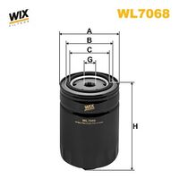 WIX FILTERS WL7068 - año construcción hasta: 12/1996<br>Tipo de filtro: Filtro enroscable<br>Altura [mm]: 141<br>Medida de rosca: UNF 3/4" -16<br>Diámetro exterior [mm]: 98<br>Diám. int. 1 [mm]: 72<br>Diám. int. 2[mm]: 63<br>presión apertura válvula de desviación [bar]: 2,1<br>Peso [kg]: 0,5<br>