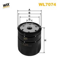 WIX FILTERS WL7074 - año construcción desde: 02/1986<br>Código de motor: LUA<br>Tipo de filtro: Filtro enroscable<br>Altura [mm]: 85<br>Medida de rosca: UNF 3/4" -16<br>Diámetro exterior [mm]: 77<br>Diám. int. 1 [mm]: 71<br>Diám. int. 2[mm]: 62<br>presión apertura válvula de desviación [bar]: 1<br>