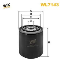 WIX FILTERS WL7143 - año construcción desde: 02/1989<br>Tipo de filtro: Filtro principal<br>Peso [kg]: 0,65<br>Altura [mm]: 130<br>Medida de rosca: 3/4<br>Diámetro exterior 1 [mm]: 93<br>