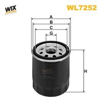 WIX FILTERS WL7252 - Tipo de filtro: Filtro enroscable<br>Altura [mm]: 86<br>Medida de rosca: M20x1.5<br>Diámetro exterior [mm]: 70<br>