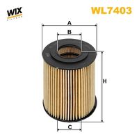 WIX FILTERS WL7403 - Tipo de filtro: Cartucho filtrante<br>Altura [mm]: 81<br>Diámetro exterior [mm]: 72<br>Diám. int. 1 [mm]: 32<br>Diám. int. 2[mm]: 32<br>