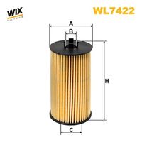 WIX FILTERS WL7422 - Tipo de filtro: Cartucho filtrante<br>Altura [mm]: 107<br>Diámetro exterior [mm]: 57<br>Diámetro interior [mm]: 10<br>Diám. int. 1 [mm]: 26<br>Diám. int. 2[mm]: 26<br>