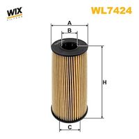 WIX FILTERS WL7424 - Tipo de filtro: Cartucho filtrante<br>Altura [mm]: 113<br>Diámetro exterior [mm]: 58<br>Diám. int. 1 [mm]: 24<br>Diám. int. 2[mm]: 24<br>