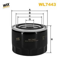 WIX FILTERS WL7443 - Tipo de filtro: Cartucho filtrante<br>Altura [mm]: 100<br>Diámetro exterior [mm]: 72<br>Diám. int. 1 [mm]: 26<br>Diám. int. 2[mm]: 26<br>