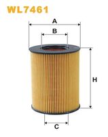 WIX FILTERS WL7461 - Altura [mm]: 104<br>Diámetro interior [mm]: 42<br>Tipo de filtro: Cartucho filtrante<br>Diámetro exterior [mm]: 82,5<br>Peso [kg]: 0,0975<br>